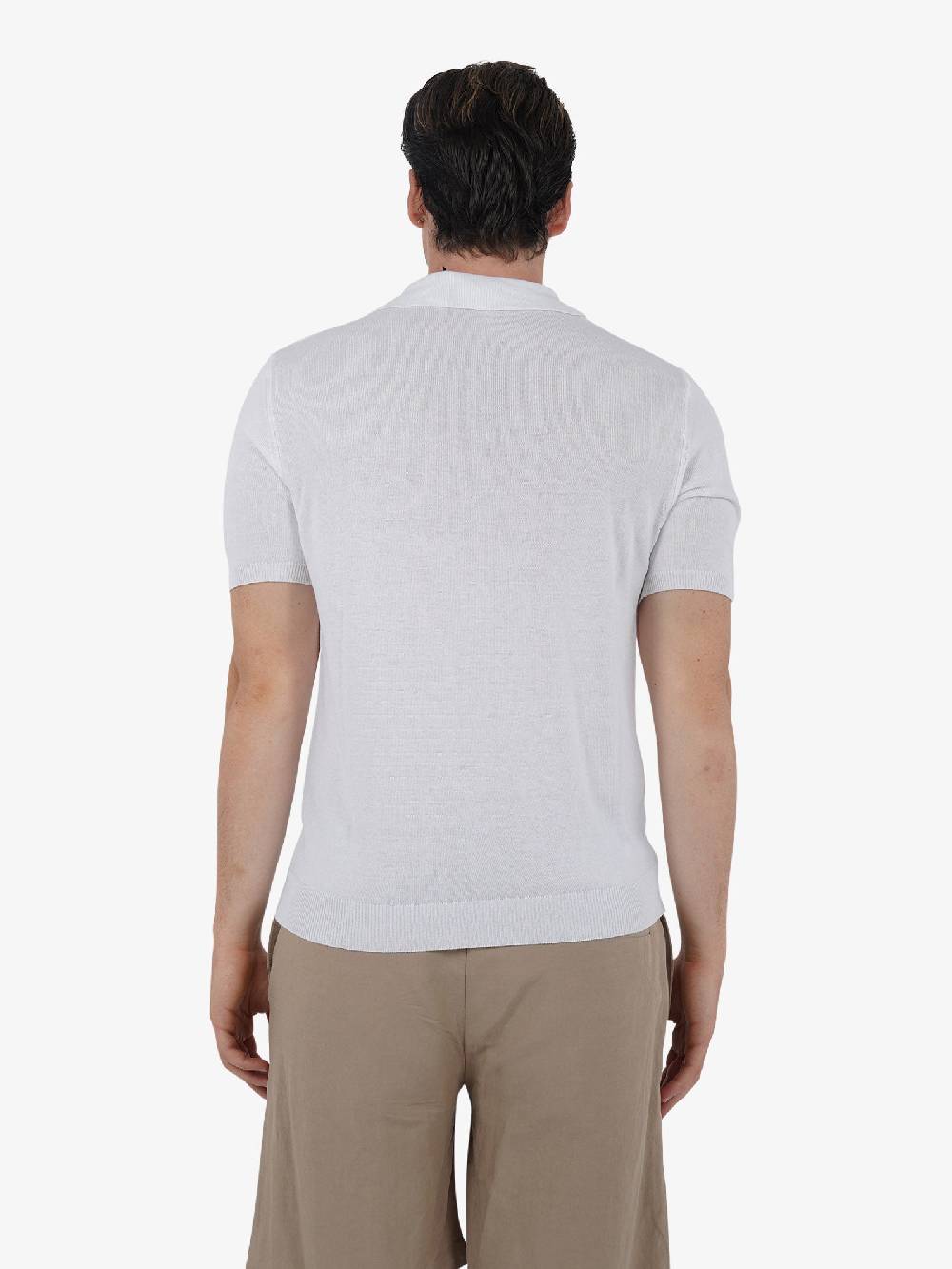 WHITE OVER Polo a 3 bottoni PO/001 uomo viscosa bianco 50% di sconto con spedizione gratuita