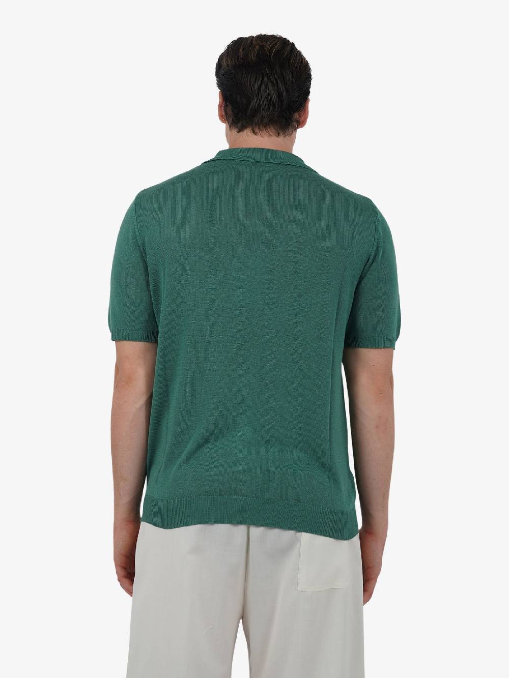 WHITE OVER Polo a 3 bottoni PO/001 uomo viscosa verde Trasporto libero internazionale