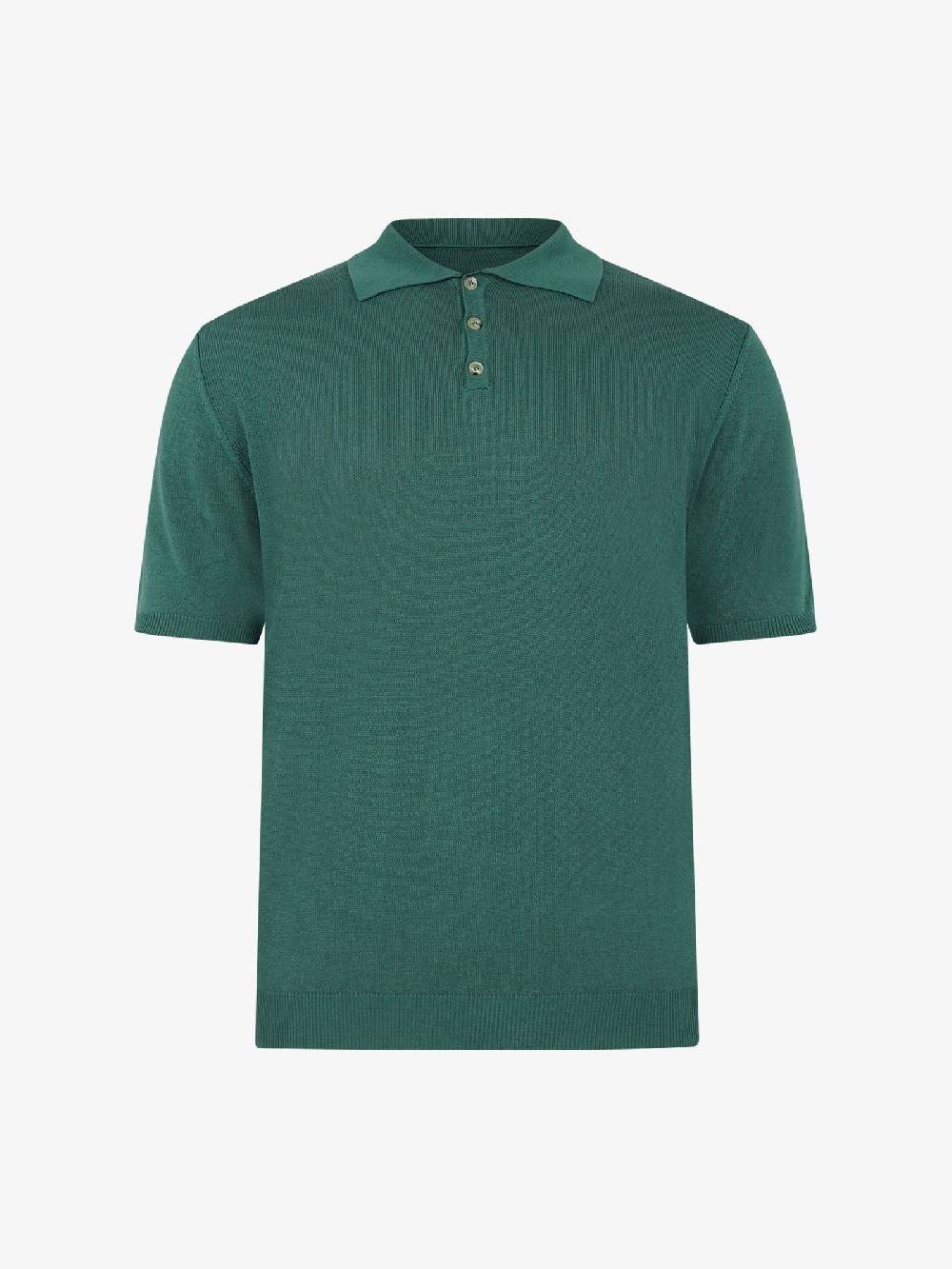 WHITE OVER Polo a 3 bottoni PO/001 uomo viscosa verde Trasporto libero internazionale
