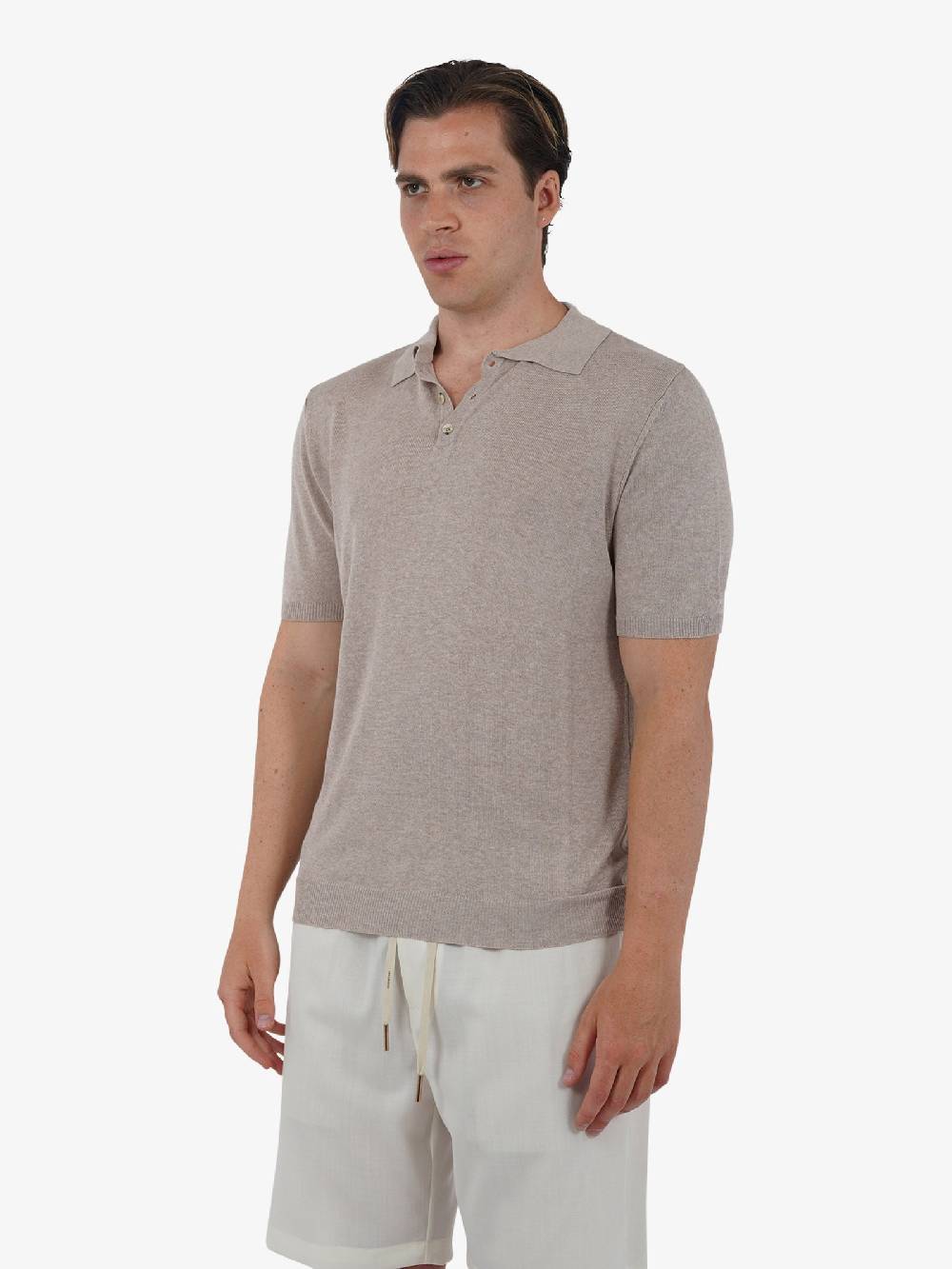 WHITE OVER Polo a 3 bottoni PO/001 uomo viscosa beige Limitato a 3 giorni