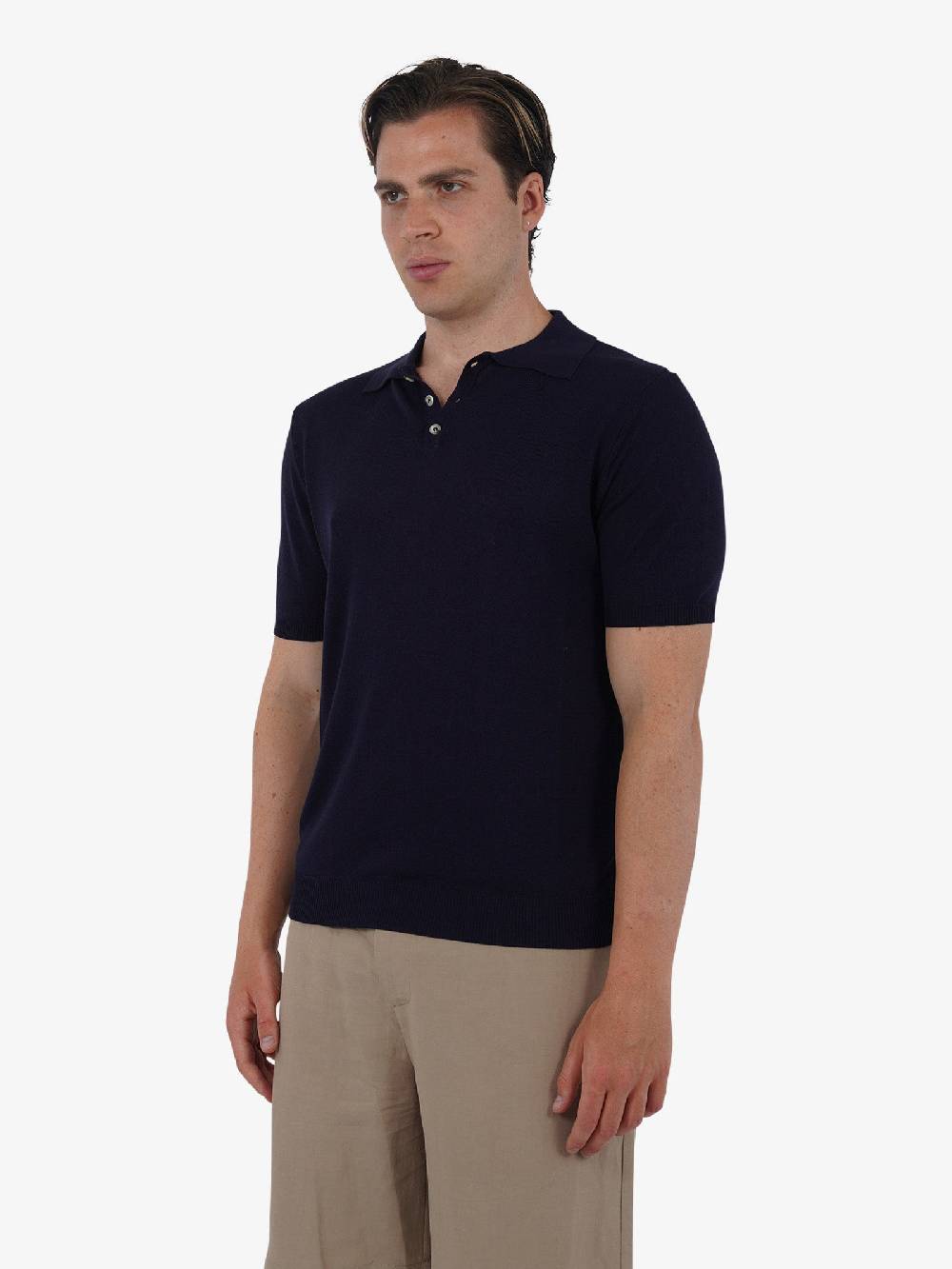 WHITE OVER Polo a 3 bottoni PO/001 uomo viscosa blu Esporta salva