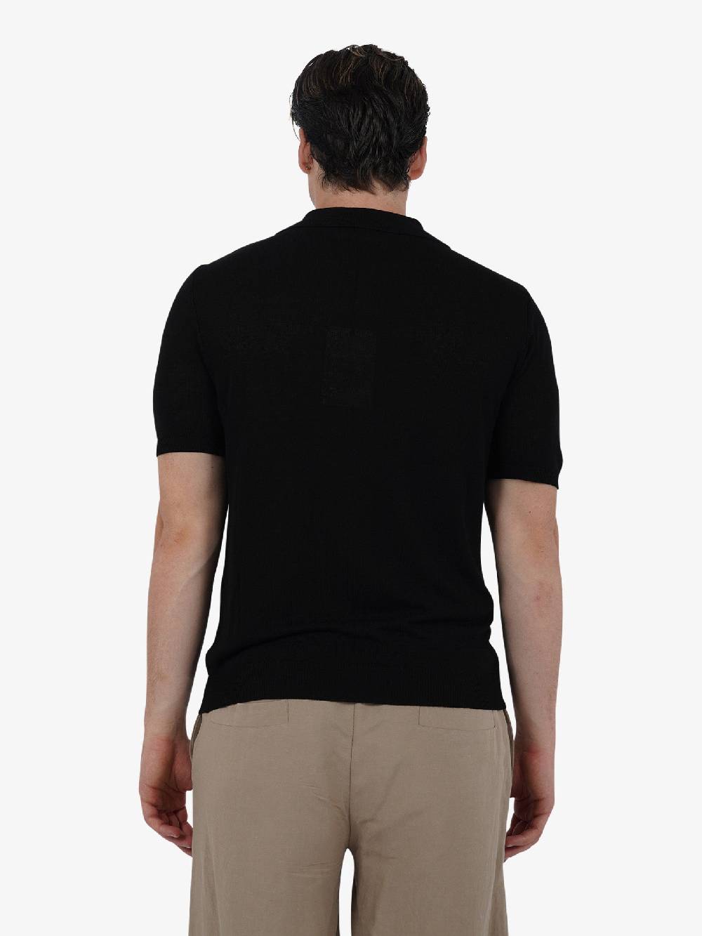 WHITE OVER Polo a 3 bottoni PO/001 uomo viscosa nero Black Friday Prezzi