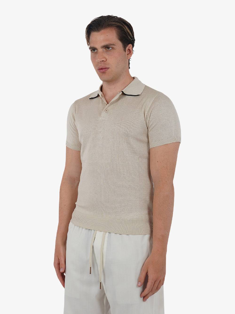 PRET A PORTER Polo a 3 bottoni M9M2756 uomo cotone beige In vendita