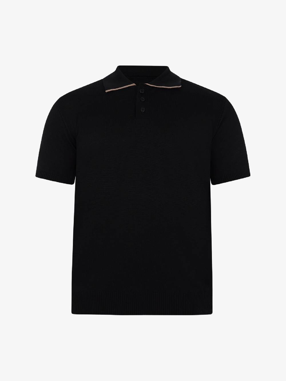 PRET A PORTER Polo a 3 bottoni M9M2756 uomo cotone nero Duty-free