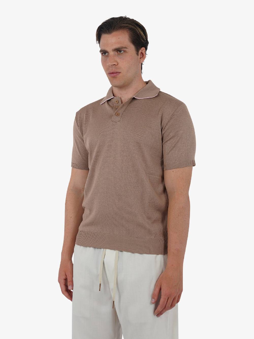 PRET A PORTER Polo a 3 bottoni M9M2756 uomo cotone marrone 50% di sconto per tempo limitato