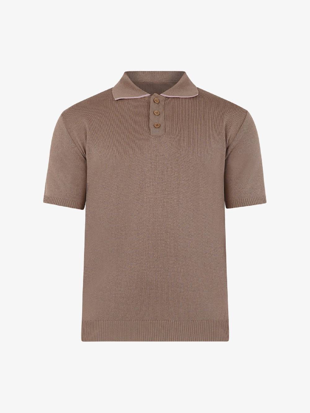 PRET A PORTER Polo a 3 bottoni M9M2756 uomo cotone marrone 50% di sconto per tempo limitato