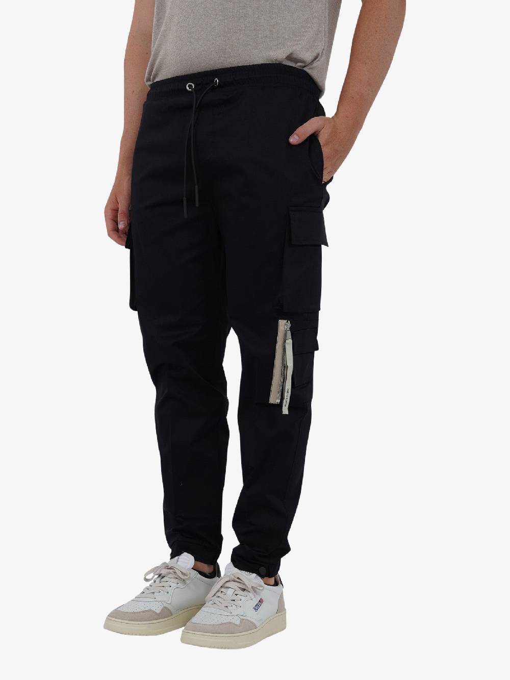 PRET A PORTER Pantalone con coulisse M9P4331 uomo cotone nero Qualità