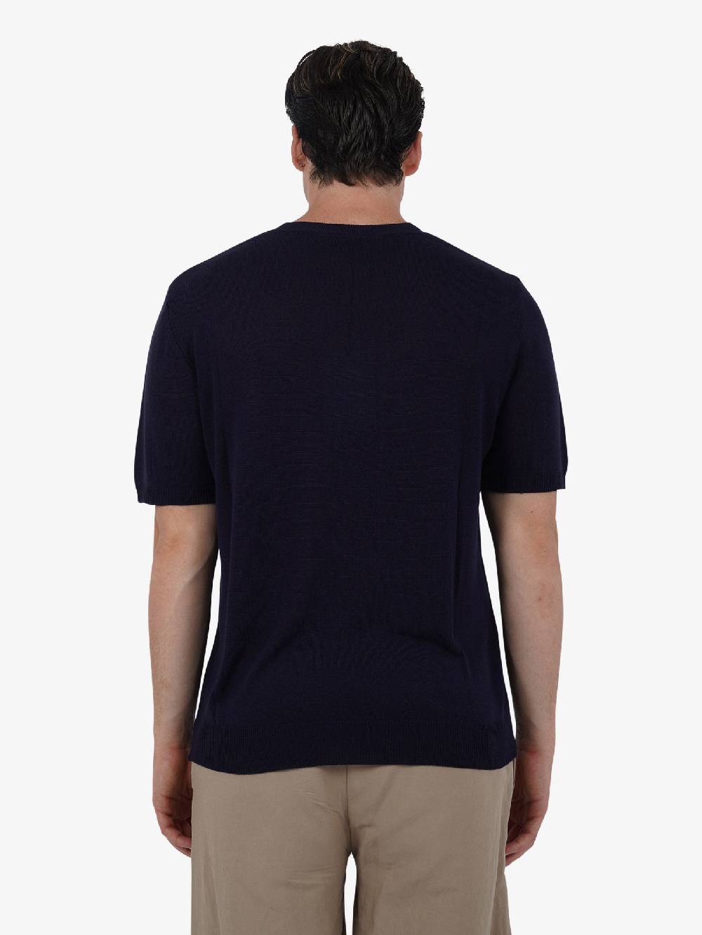 WHITE OVER Maglia regular girocollo ML/001 uomo viscosa blu Promozione