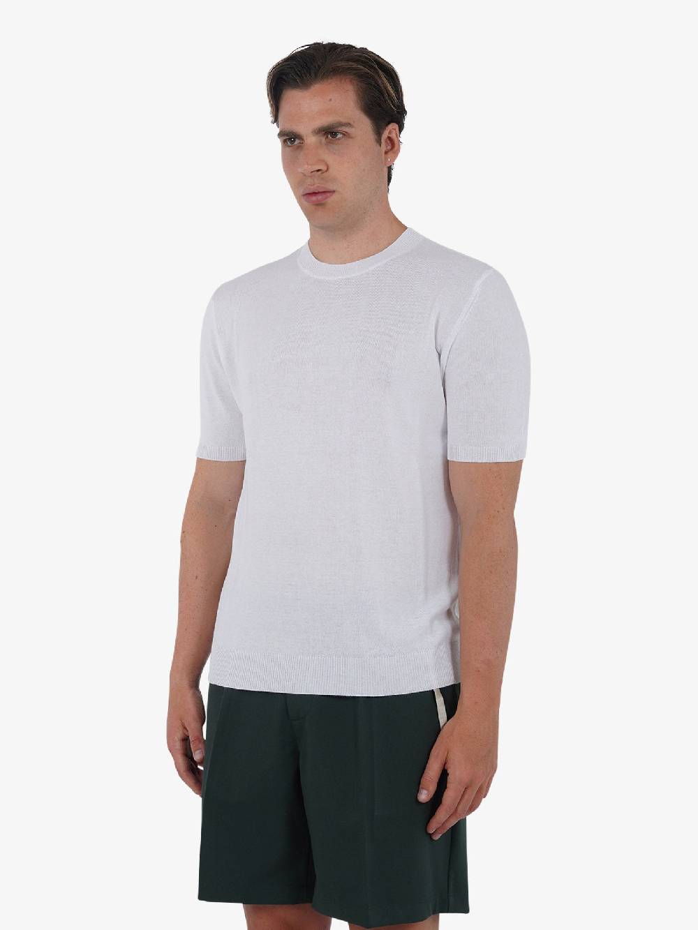 WHITE OVER Maglia regular girocollo ML/001 uomo viscosa bianco Spedizione Gratuita