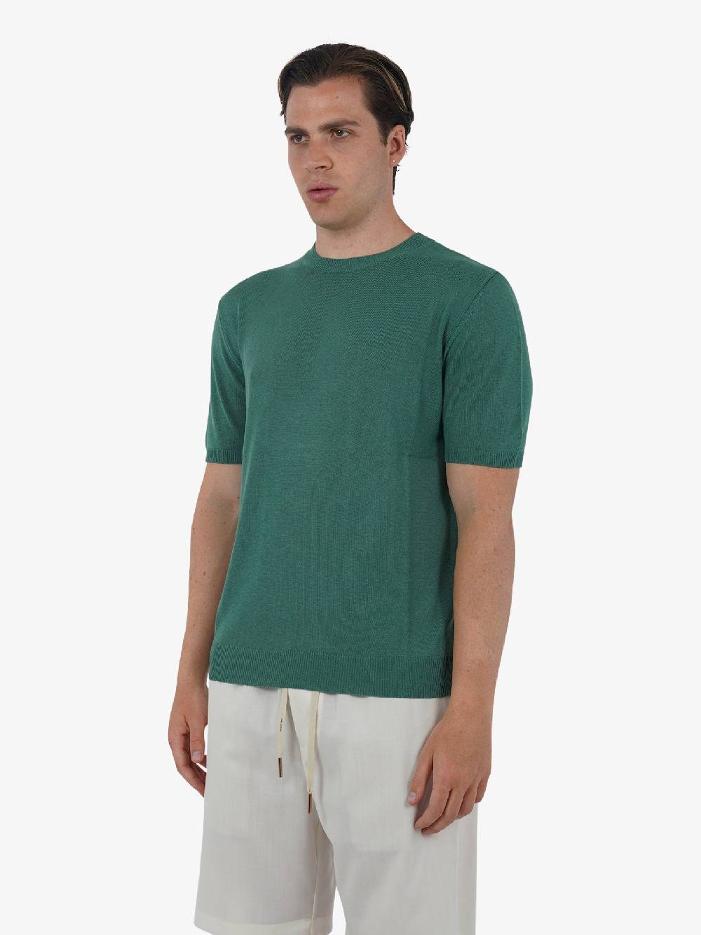 WHITE OVER Maglia regular girocollo ML/001 uomo viscosa verde Pezzi Unici