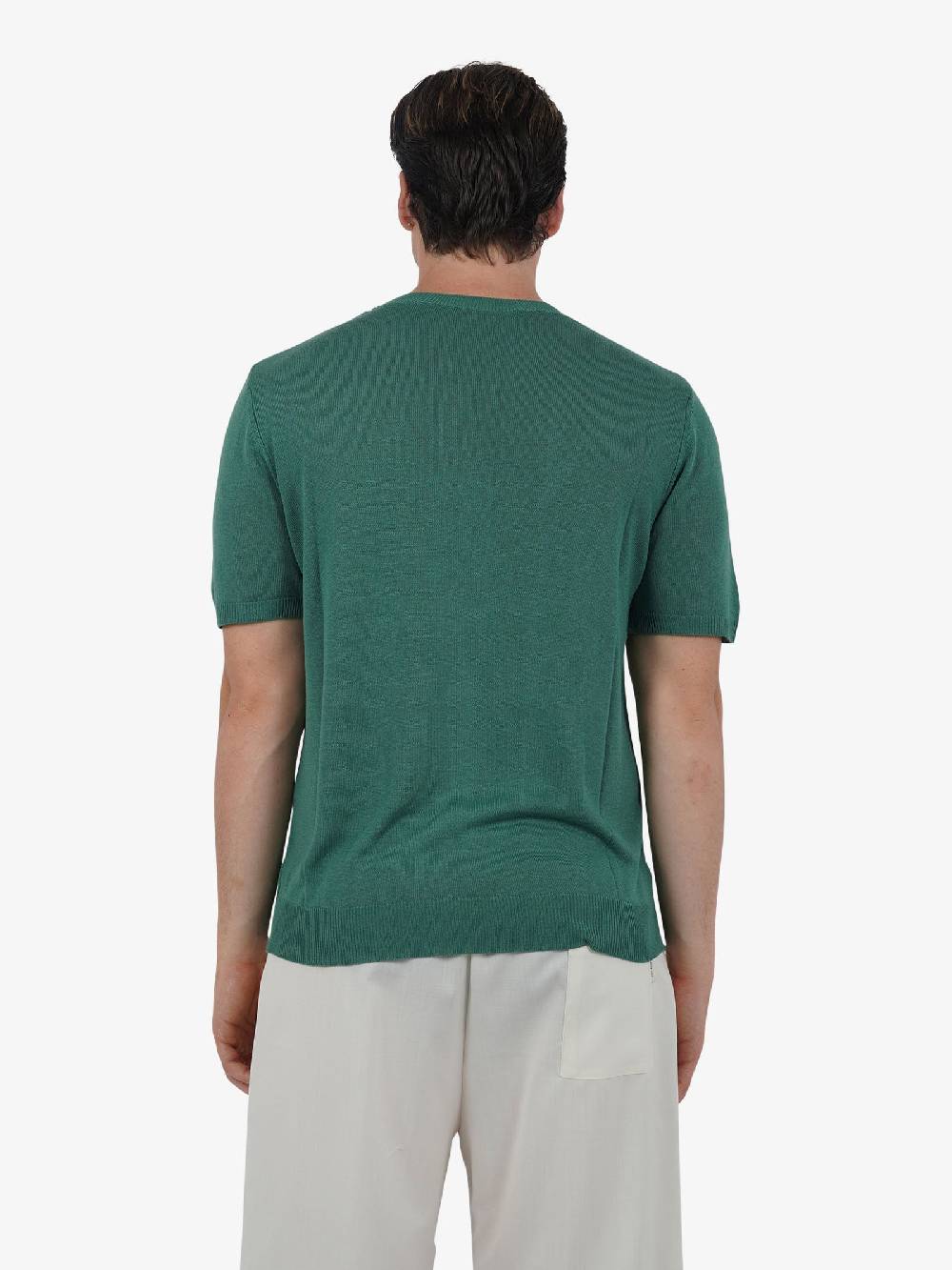 WHITE OVER Maglia regular girocollo ML/001 uomo viscosa verde Pezzi Unici
