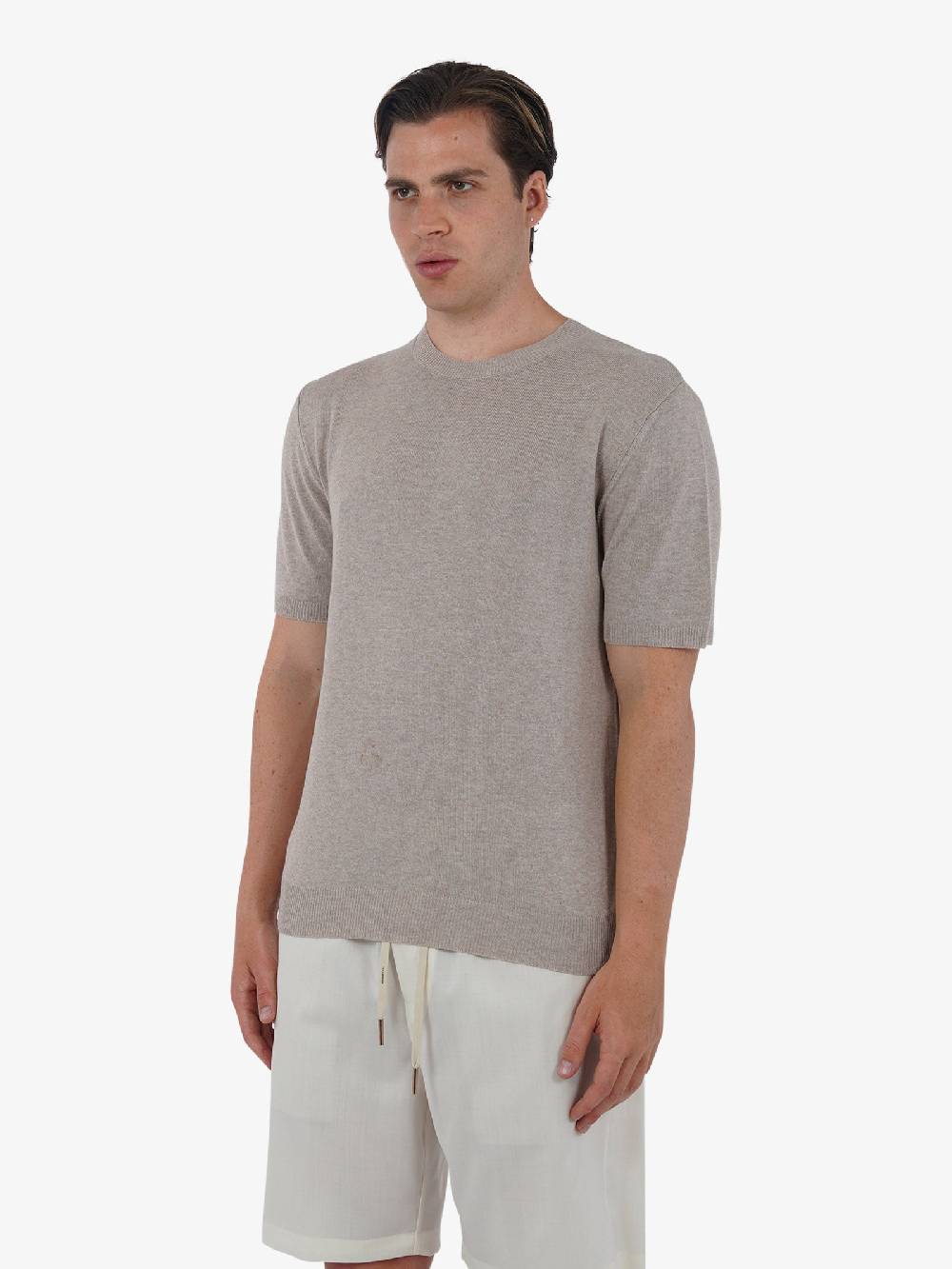 WHITE OVER Maglia regular girocollo ML/001 uomo viscosa beige Soddisfazione Garantita