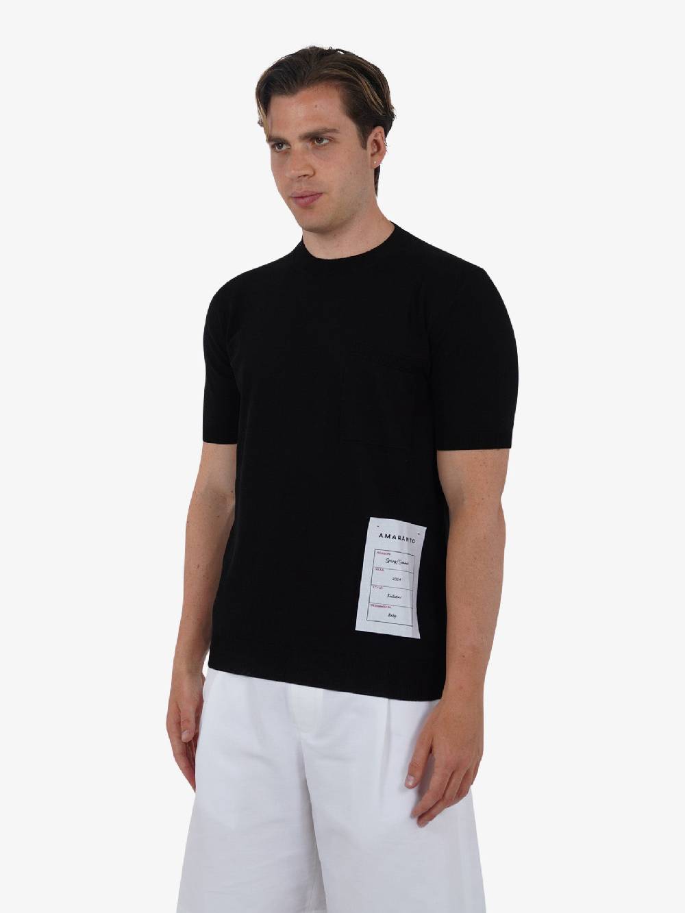 AMARANTO Maglia B9B0021B uomo cotone nero Qualità Garantita