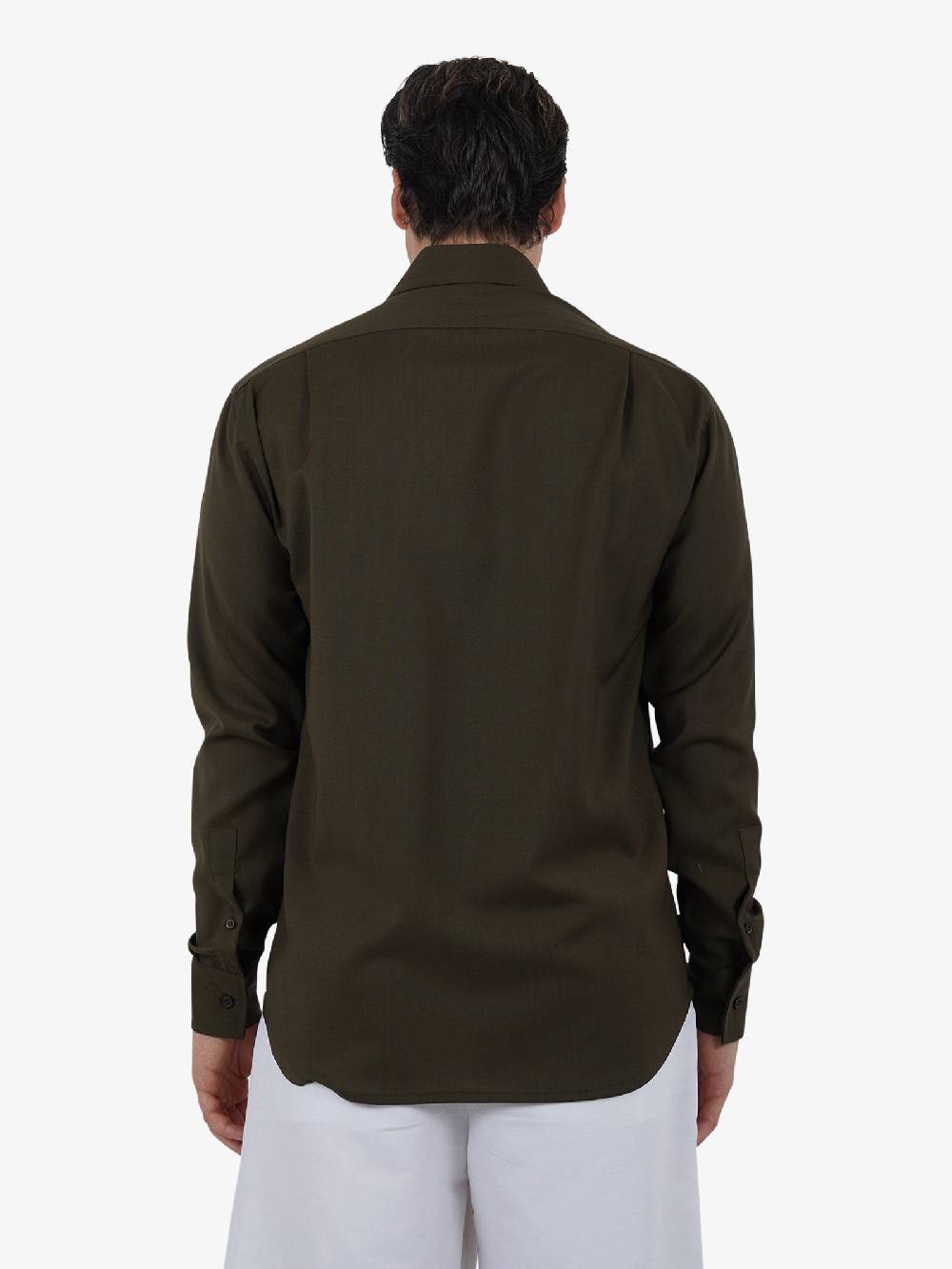 YES LONDON Camicia XCM7164 uomo lana verde Negozi Online