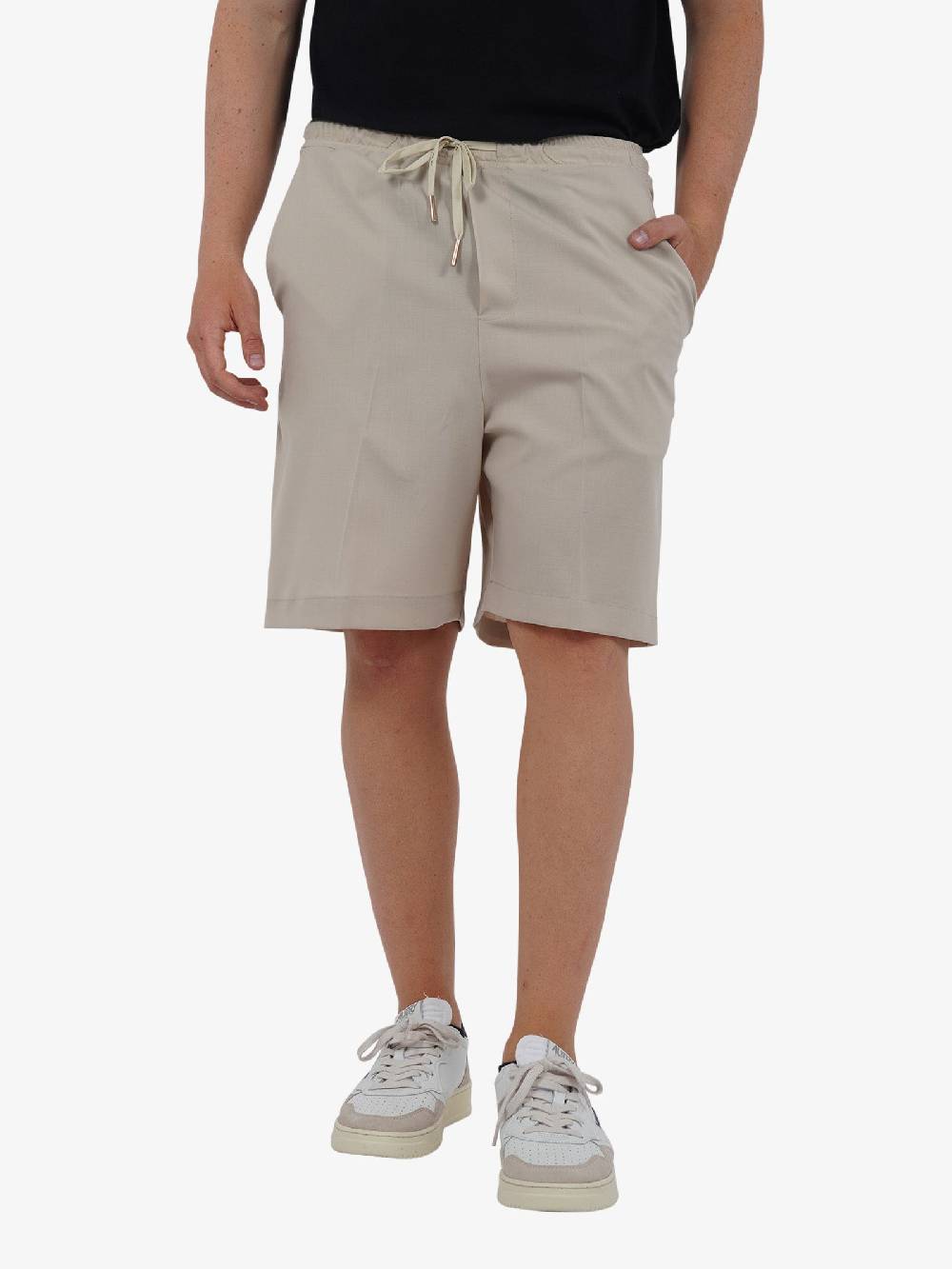 YES LONDON Bermuda con elastico XS4221 uomo lana beige Consegna Veloce