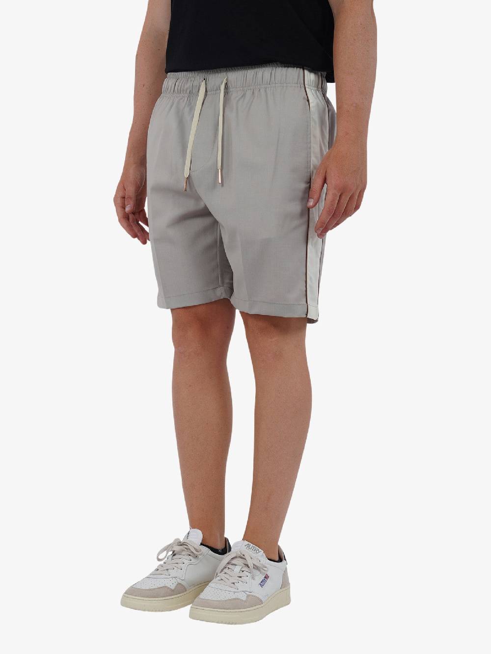 YES LONDON Bermuda con bande laterali XS4215 uomo lana beige Fino Al -60%