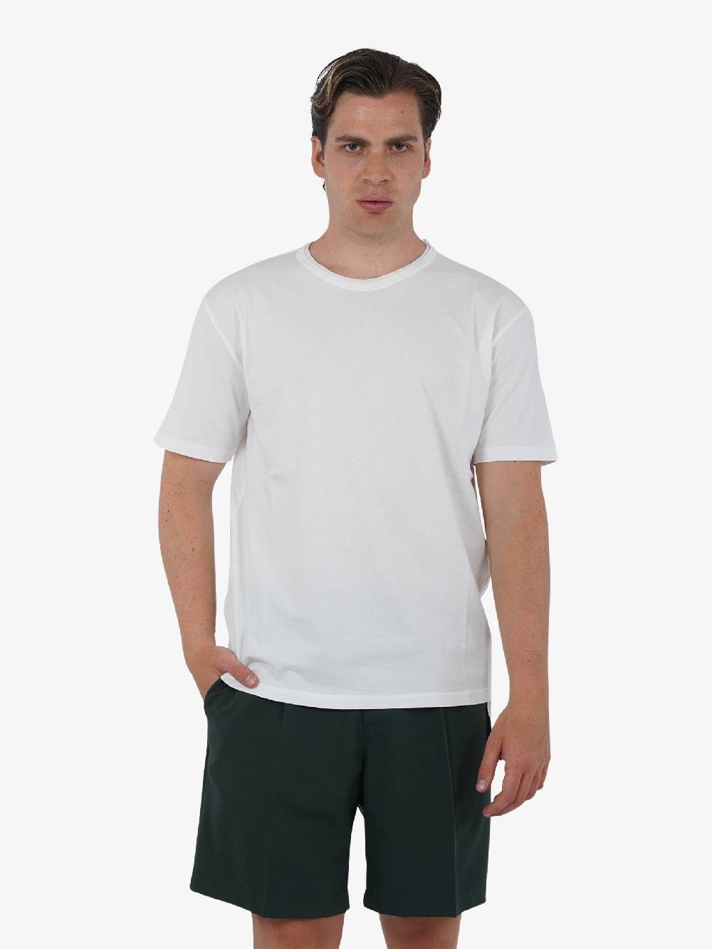 GRIFONI T-shirt basic con logo mini GQ180001/54 uomo cotone bianco