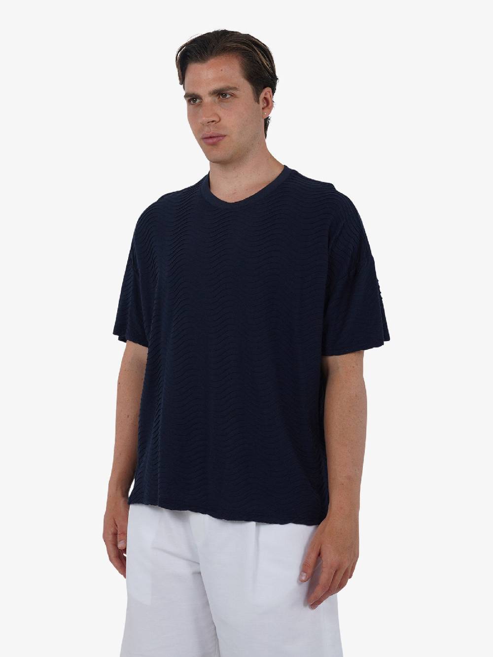 C93 T-shirt effetto onda 6067C483 uomo cotone nero Online