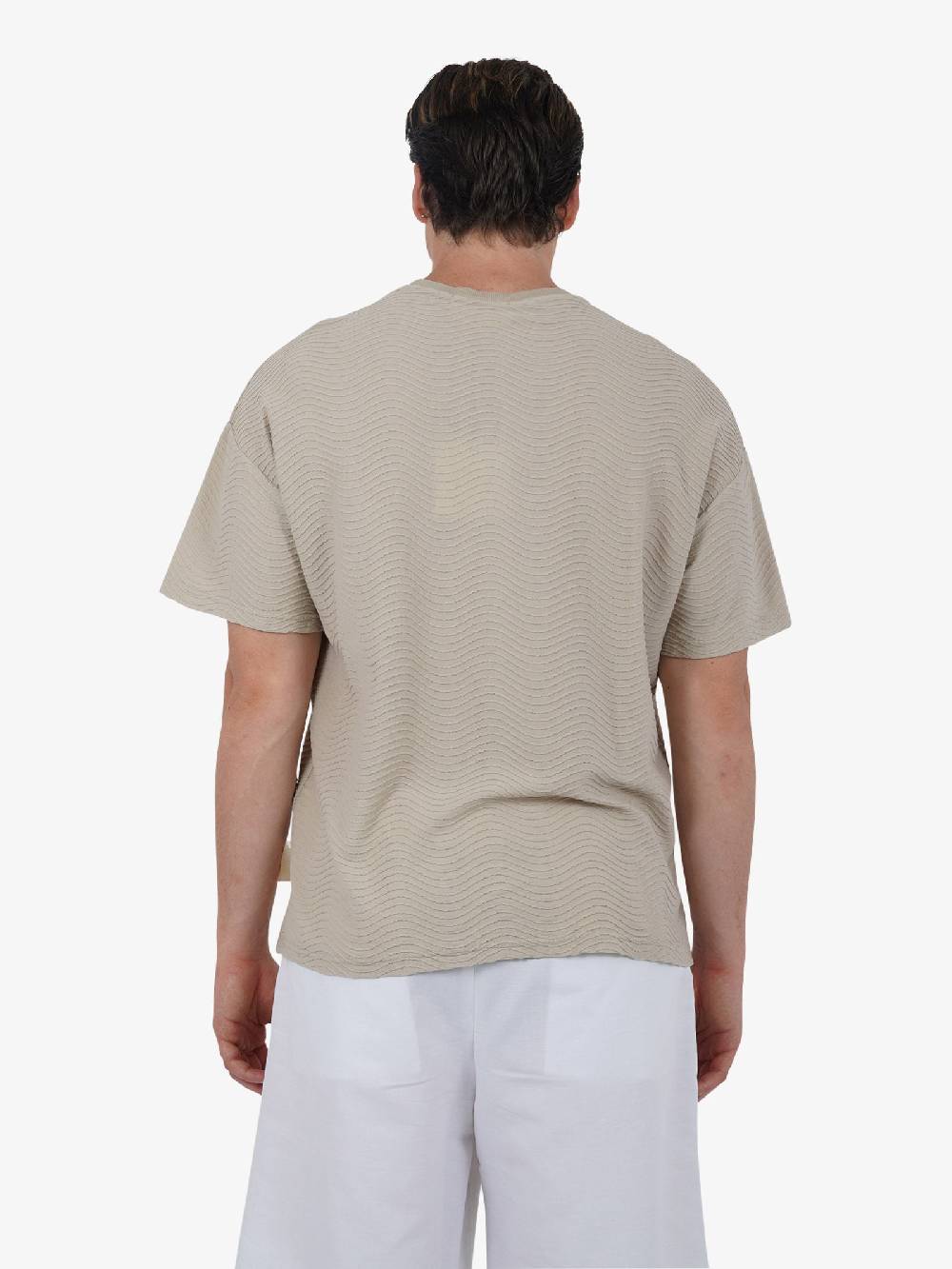C93 T-shirt effetto onda 6067C483 uomo cotone beige Outlet