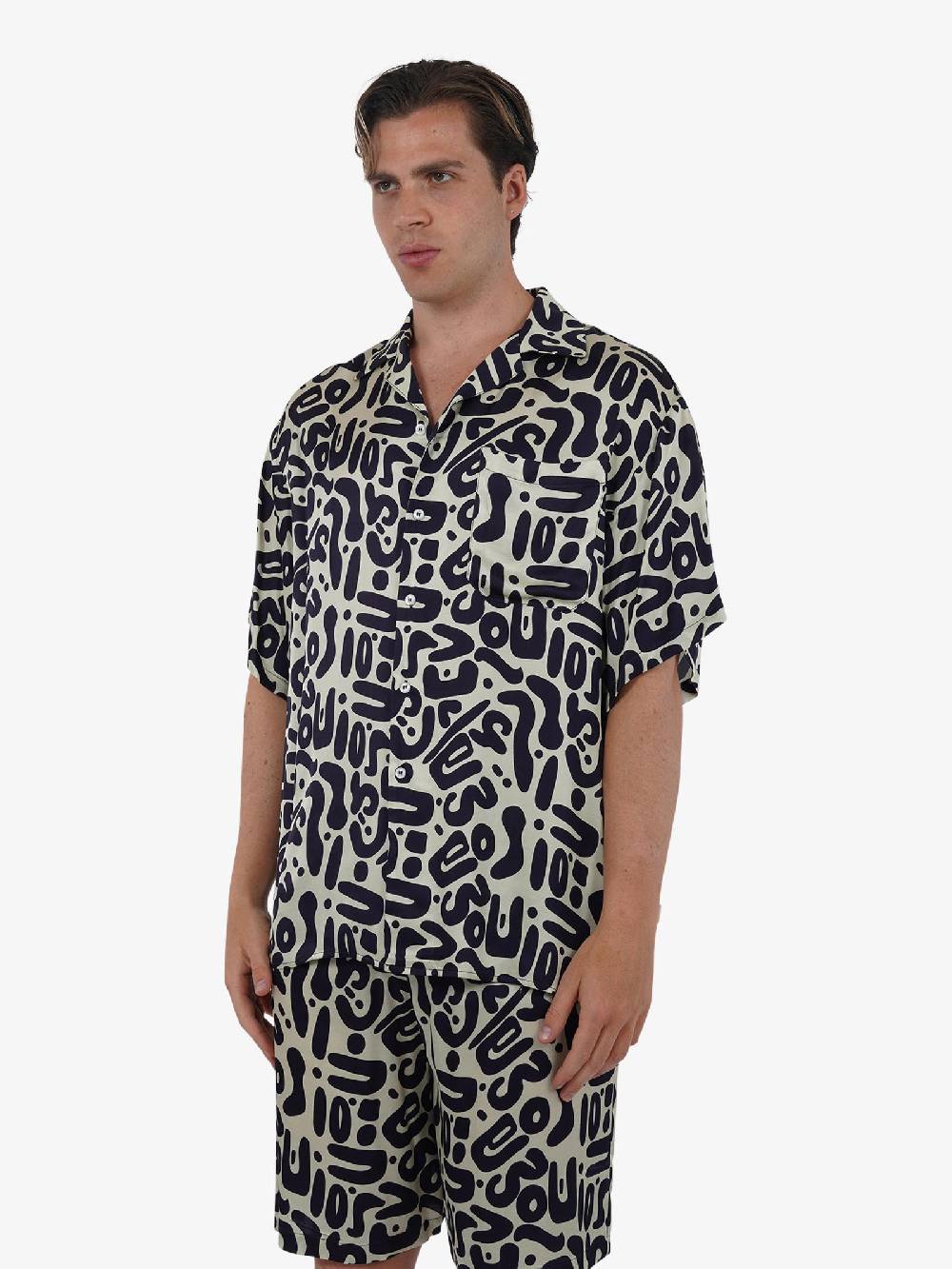 C93 Camicia con stampa C93-8116C491 uomo viscosa blu Black Friday