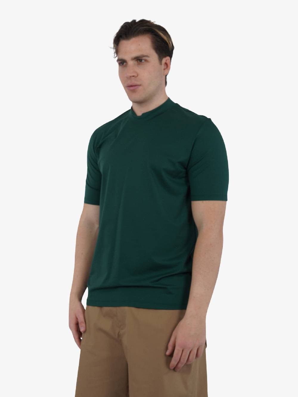 YES LONDON T-shirt girocollo XM4118 uomo cotone verde Offerta temporanea