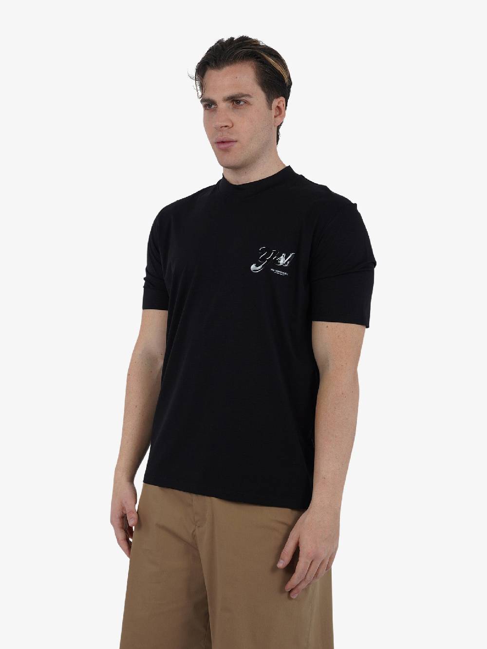 YES LONDON T-shirt girocollo con stampa XM4102 uomo cotone nero Lightning offer