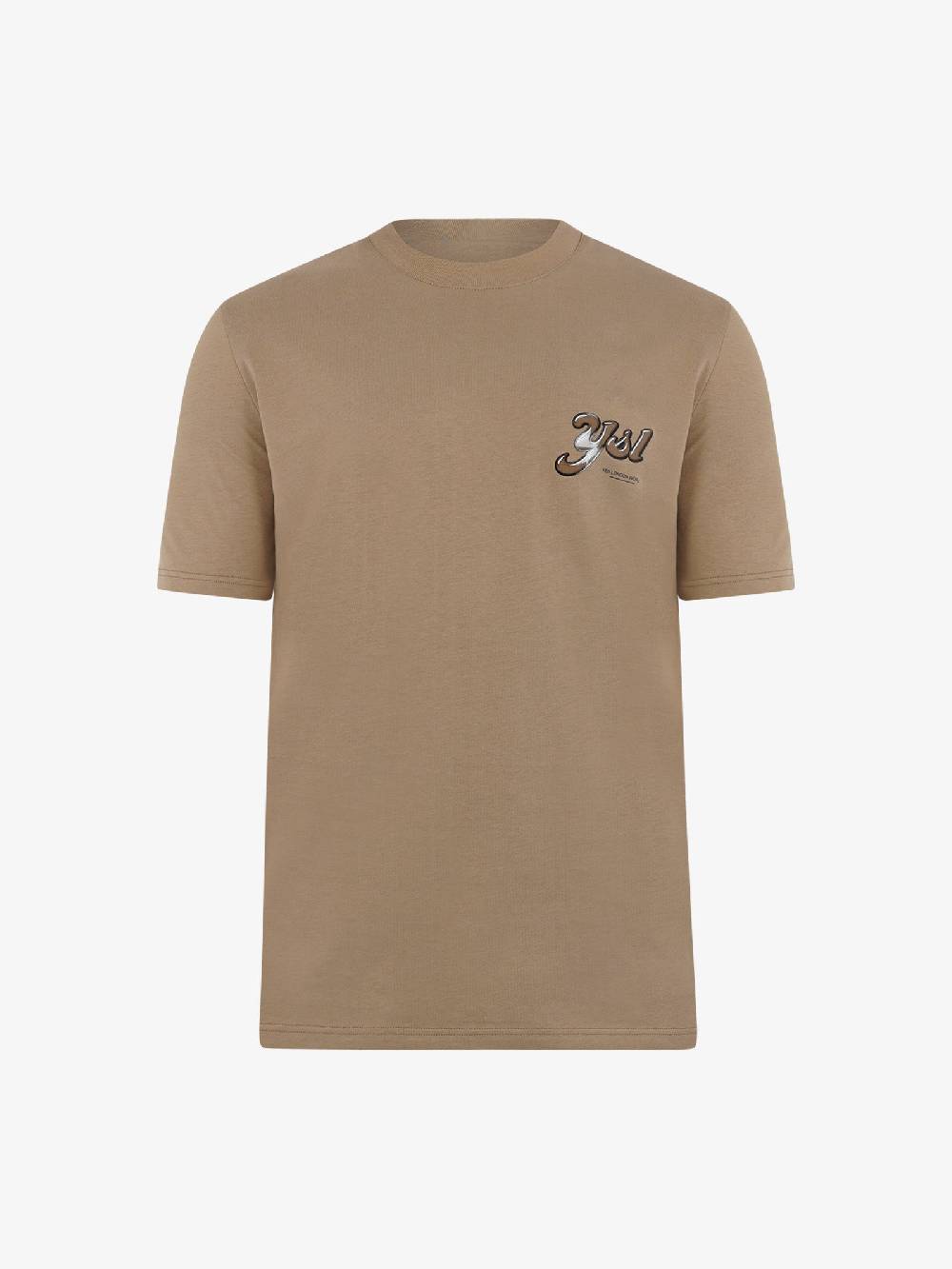 YES LONDON T-shirt girocollo con stampa XM4102 uomo cotone beige Grandi sconti