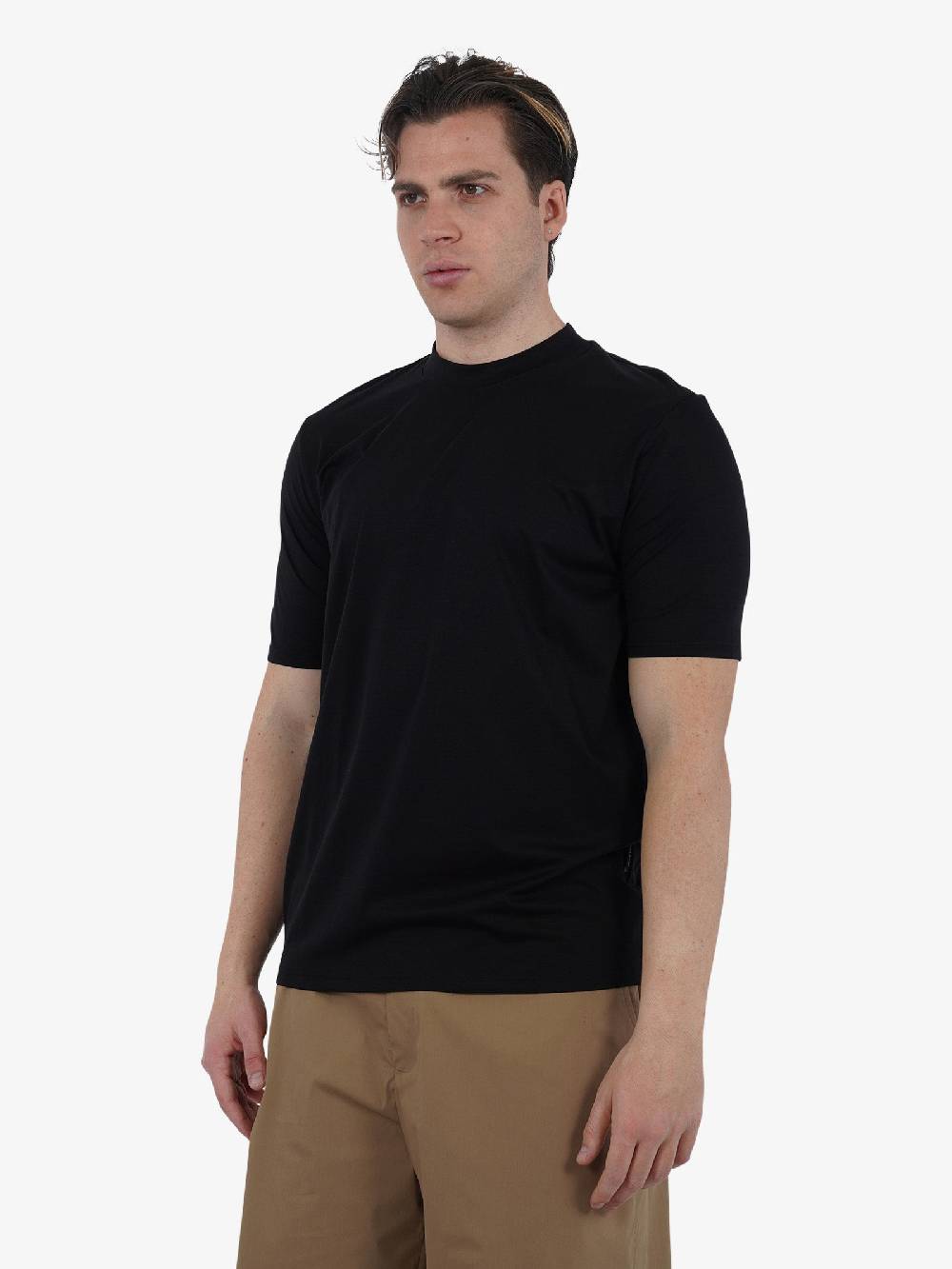 YES LONDON T-shirt girocollo XM4090 uomo cotone nero Nuovi prodotti