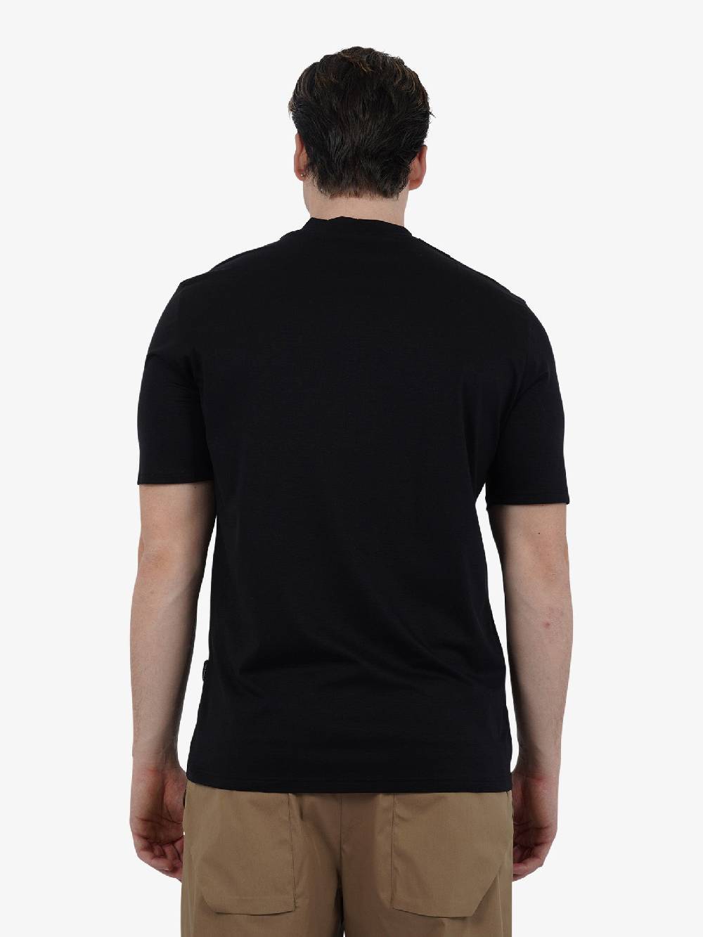 YES LONDON T-shirt girocollo XM4090 uomo cotone nero Nuovi prodotti