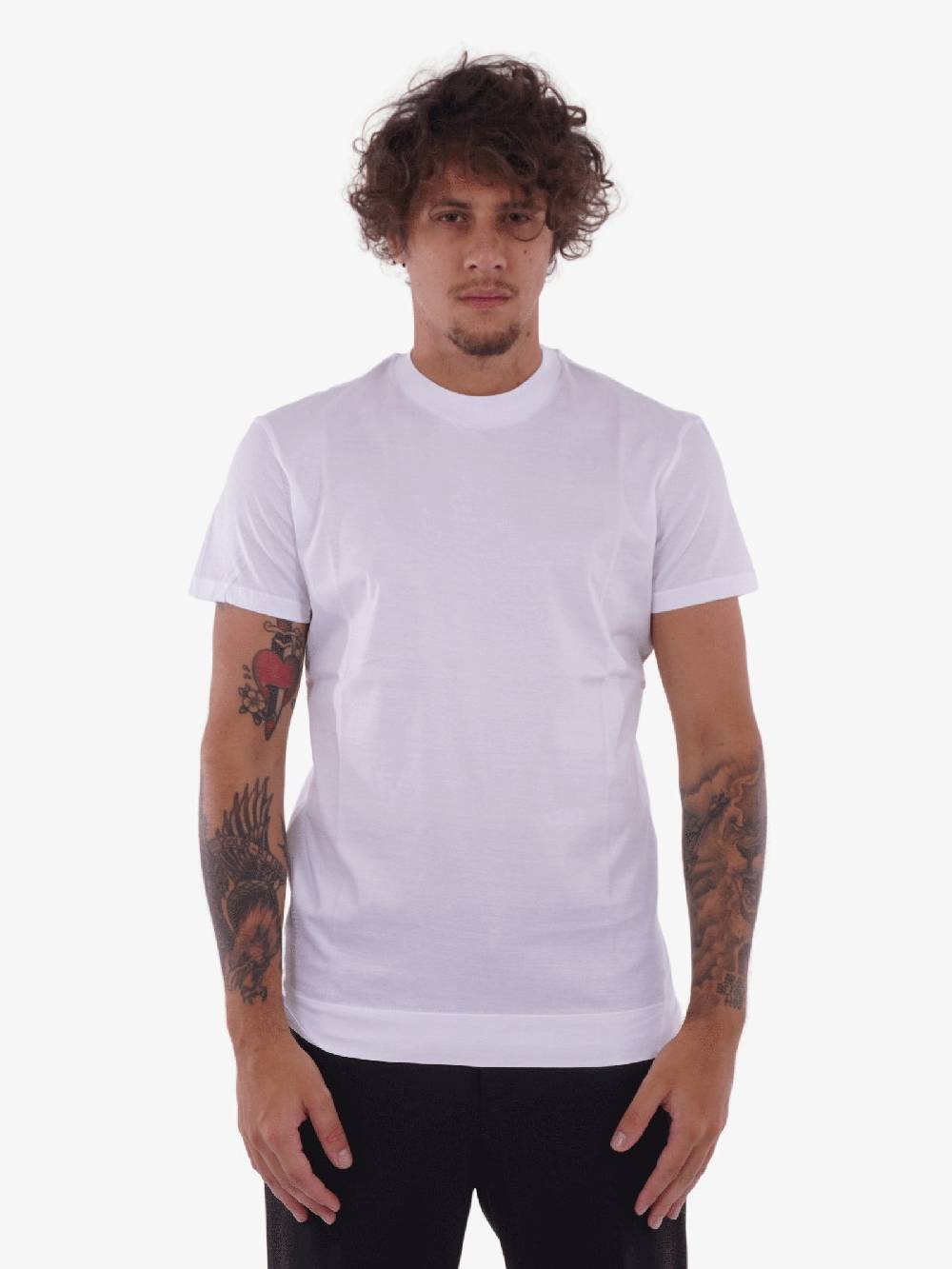 WHITE OVER Tshirt slim fit uomo bianca Sconti VIP