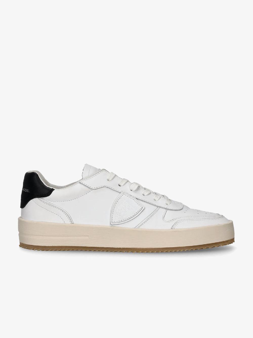 PHILIPPE MODEL Sneakers bassa Nice VNLU uomo in pelle bianco/nero Sostegno trimestrale