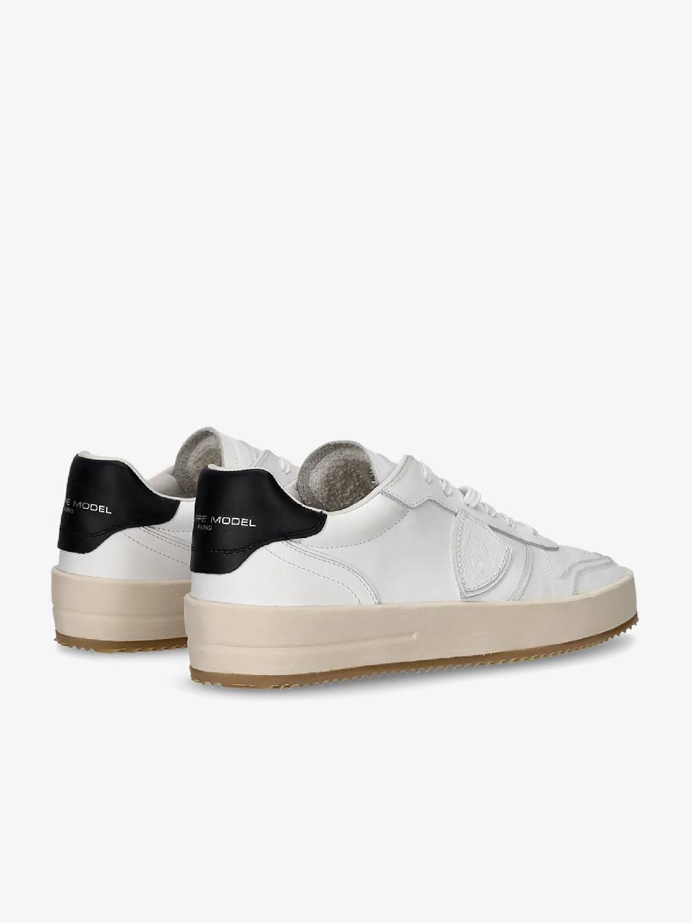 PHILIPPE MODEL Sneakers bassa Nice VNLU uomo in pelle bianco/nero Sostegno trimestrale