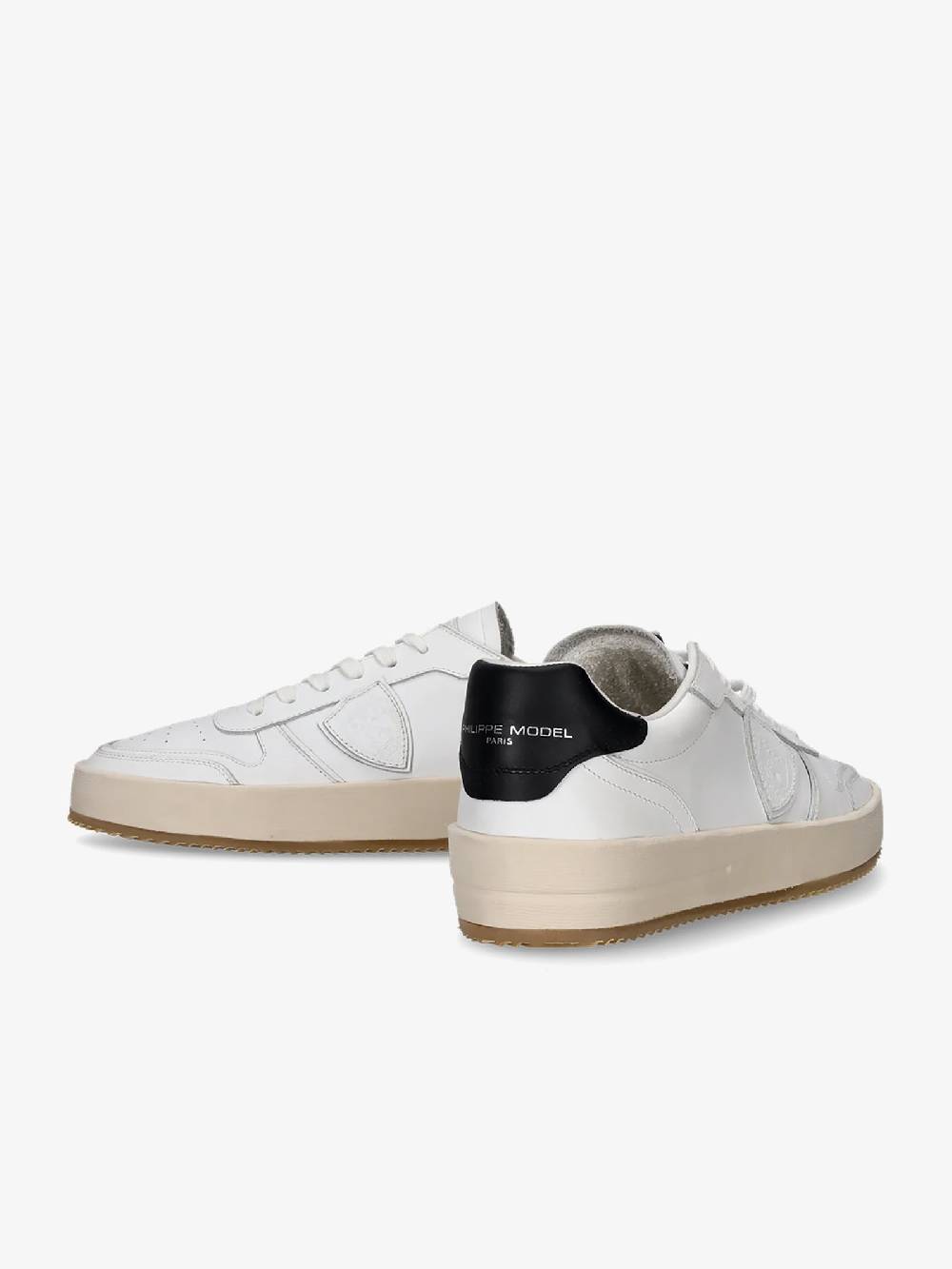 PHILIPPE MODEL Sneakers bassa Nice VNLU uomo in pelle bianco/nero Sostegno trimestrale