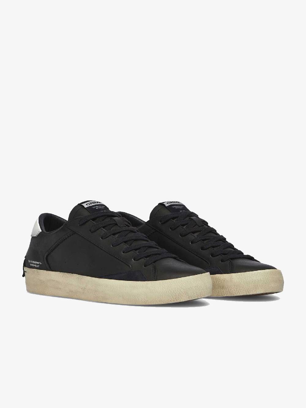 CRIME LONDON Sneaker Distressed Jet uomo in pelle nero Solo un giorno rimasto