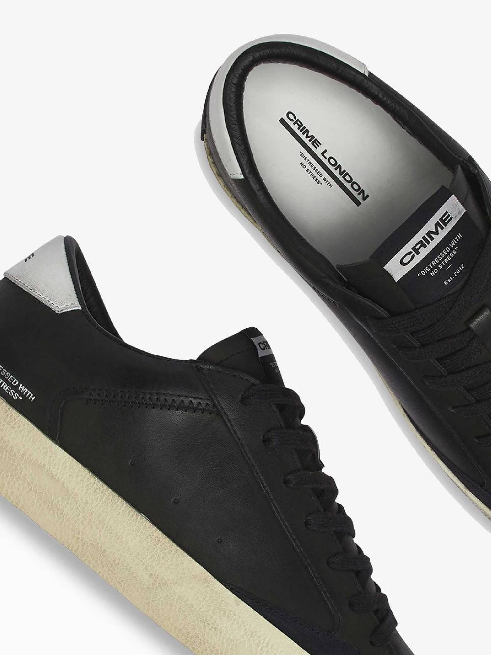 CRIME LONDON Sneaker Distressed Jet uomo in pelle nero Solo un giorno rimasto