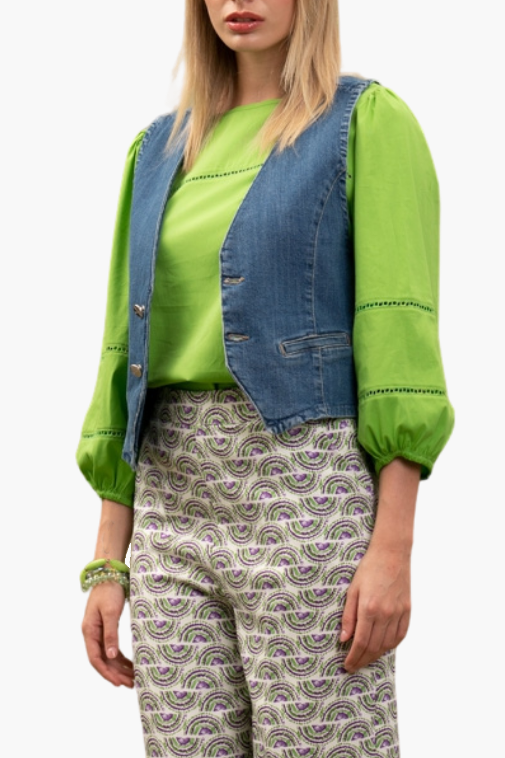 Nualy GILET JEANS In Vendita