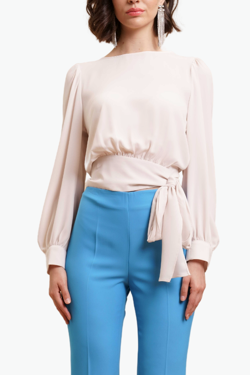 Nualy BLUSA CON FIOCCO Spedizione Gratuita