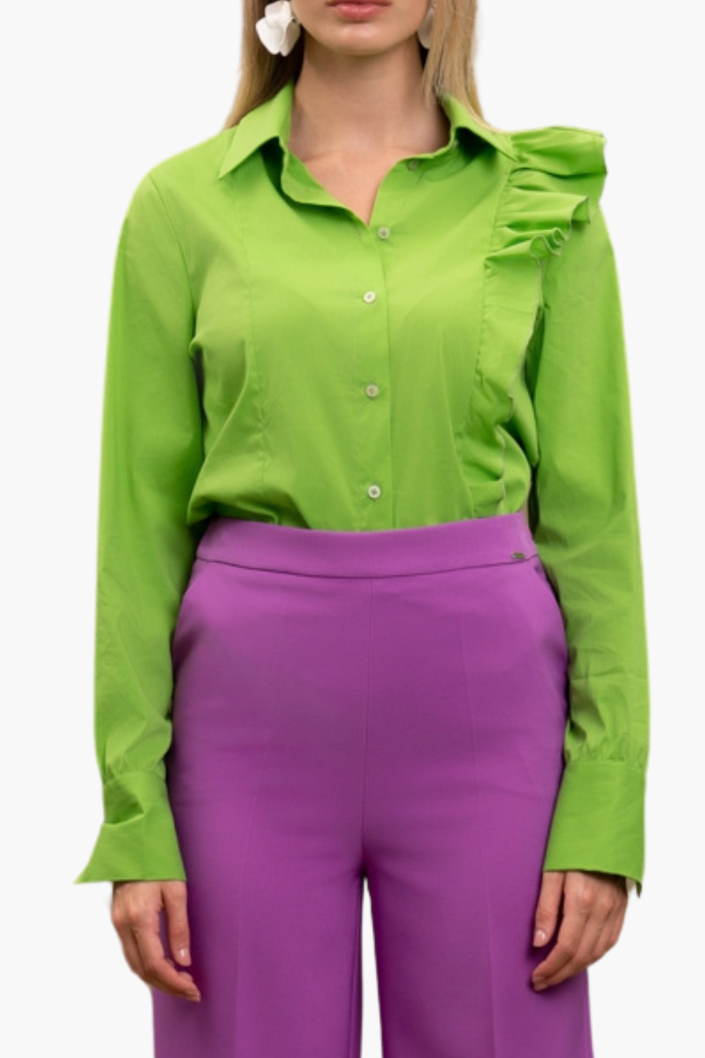 Nualy CAMICIA CON VOLANT Qualità Garantita