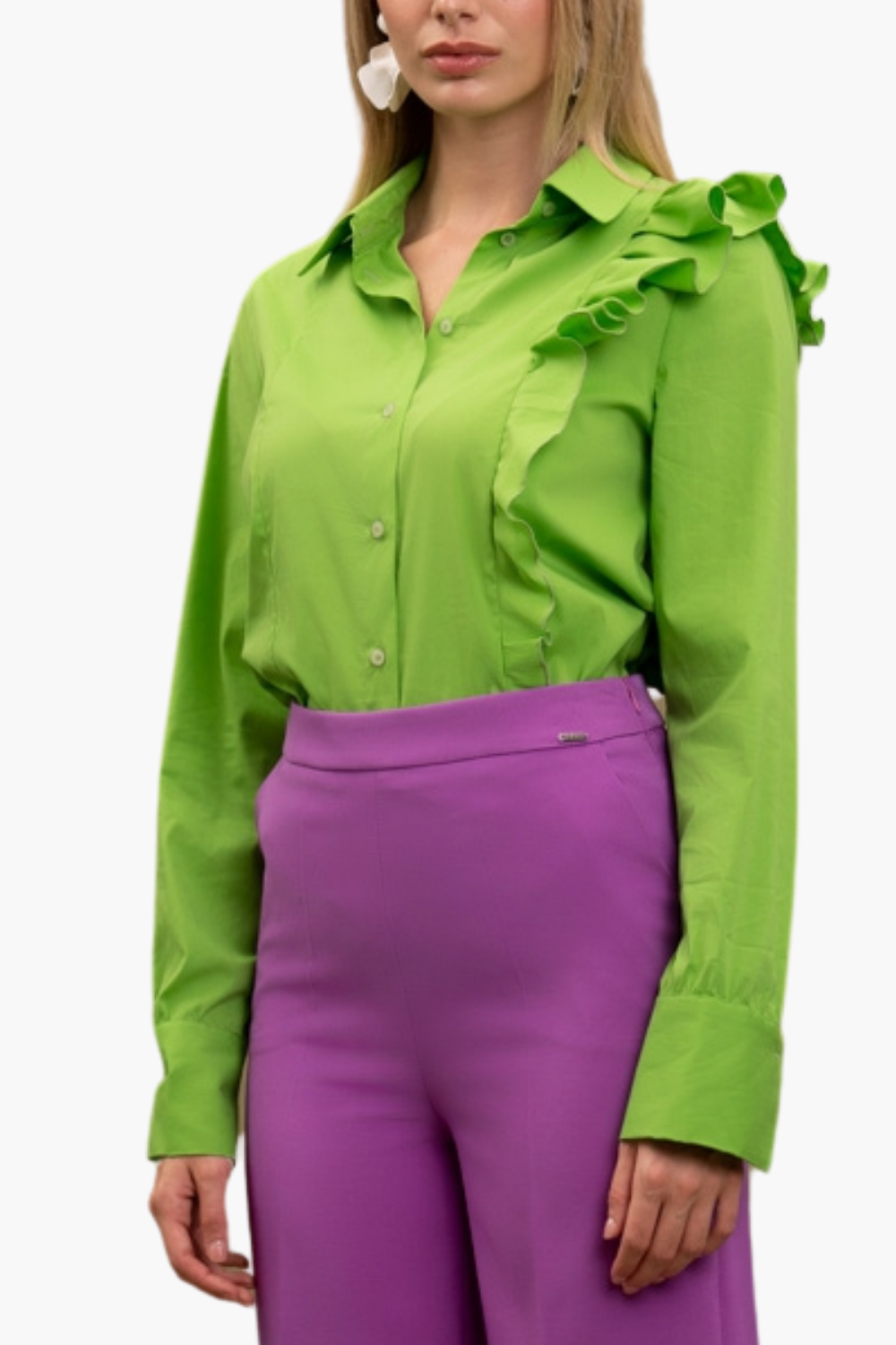 Nualy CAMICIA CON VOLANT Qualità Garantita