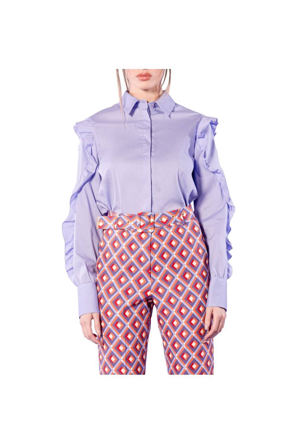 Nualy CAMICIA IN POPELINE CON ROUCHES Offerta