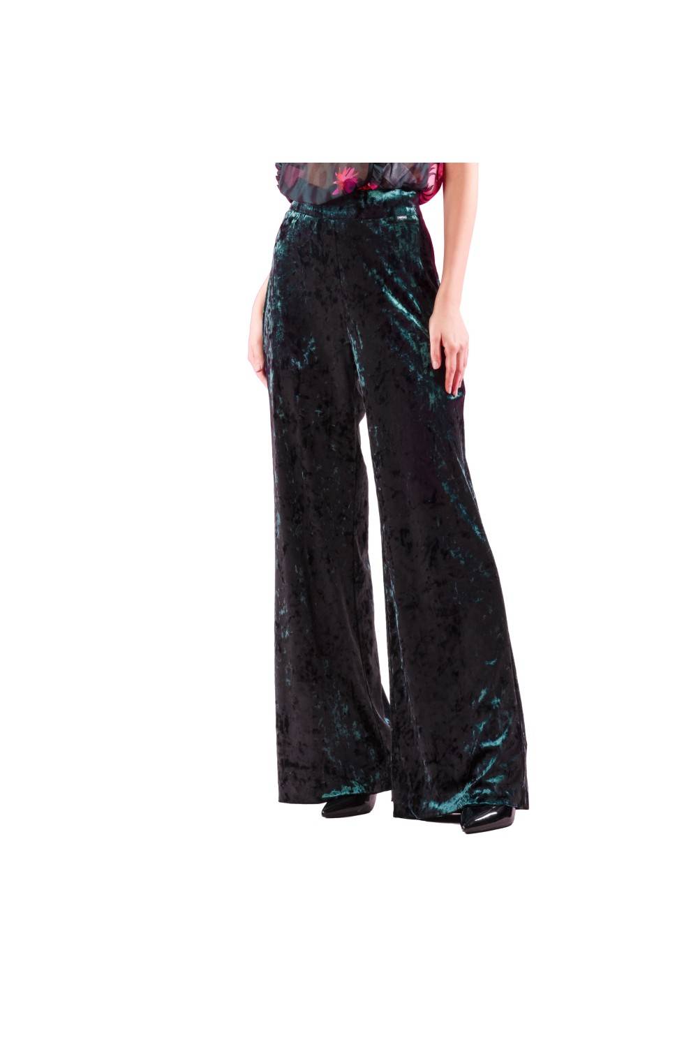 Nualy PANTALONE PALAZZO IN VELLUTO Presa