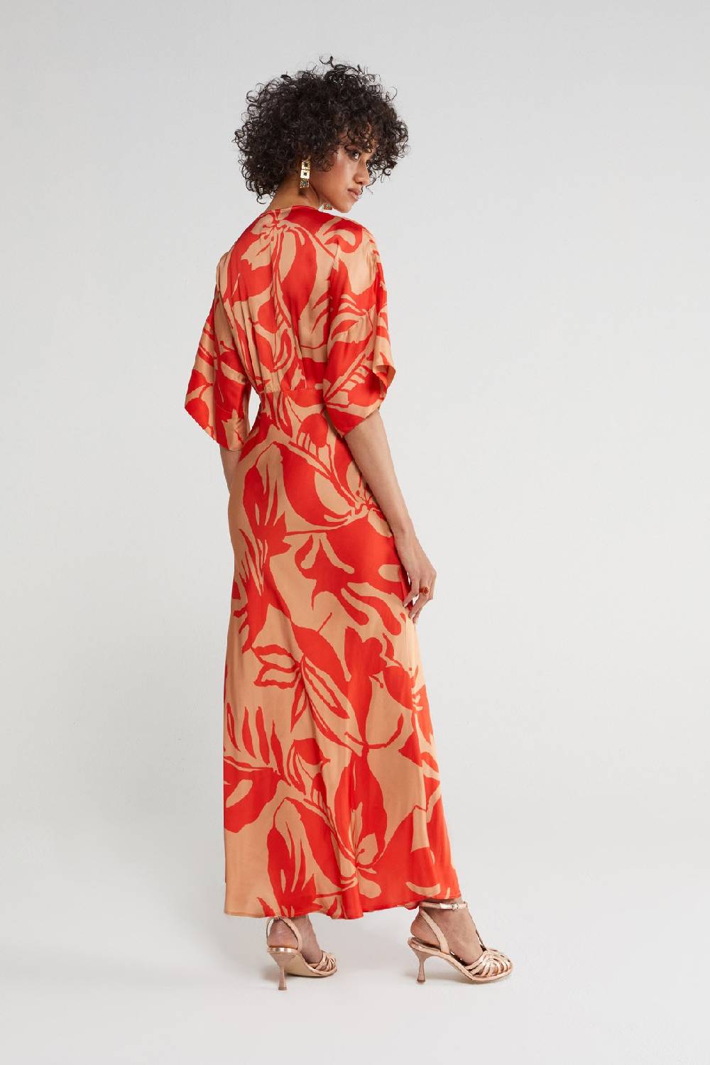 ottod'Ame Printed viscose V-neck long dress Italia