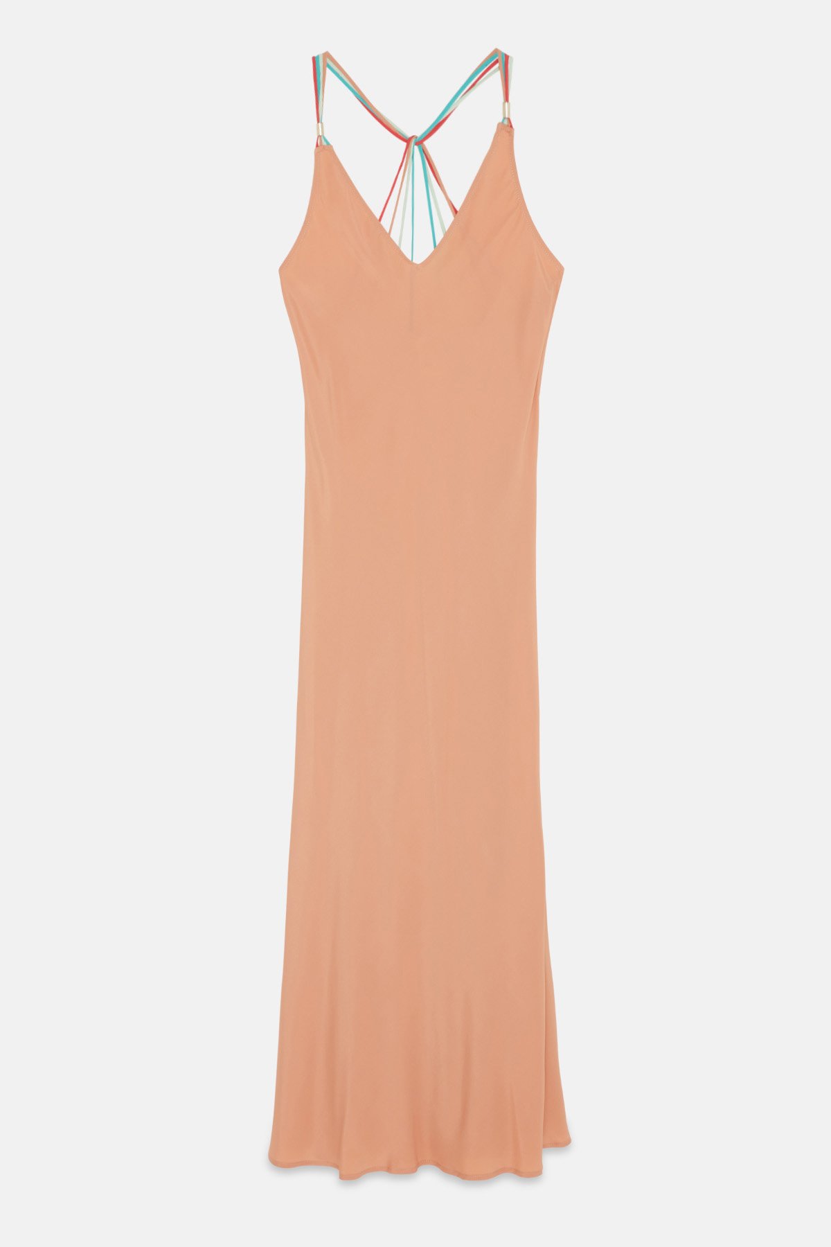 ottod'Ame Silk blend long dress with contrasting straps Economico