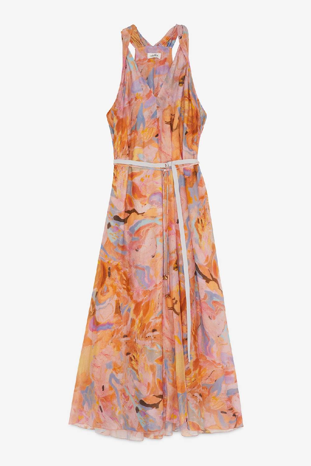 ottod'Ame Silk blend long dress with foulard neckline Online
