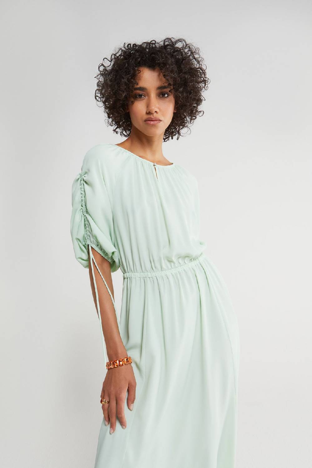 ottod'Ame Silk blend midi dress with drawstring Vendita Economica
