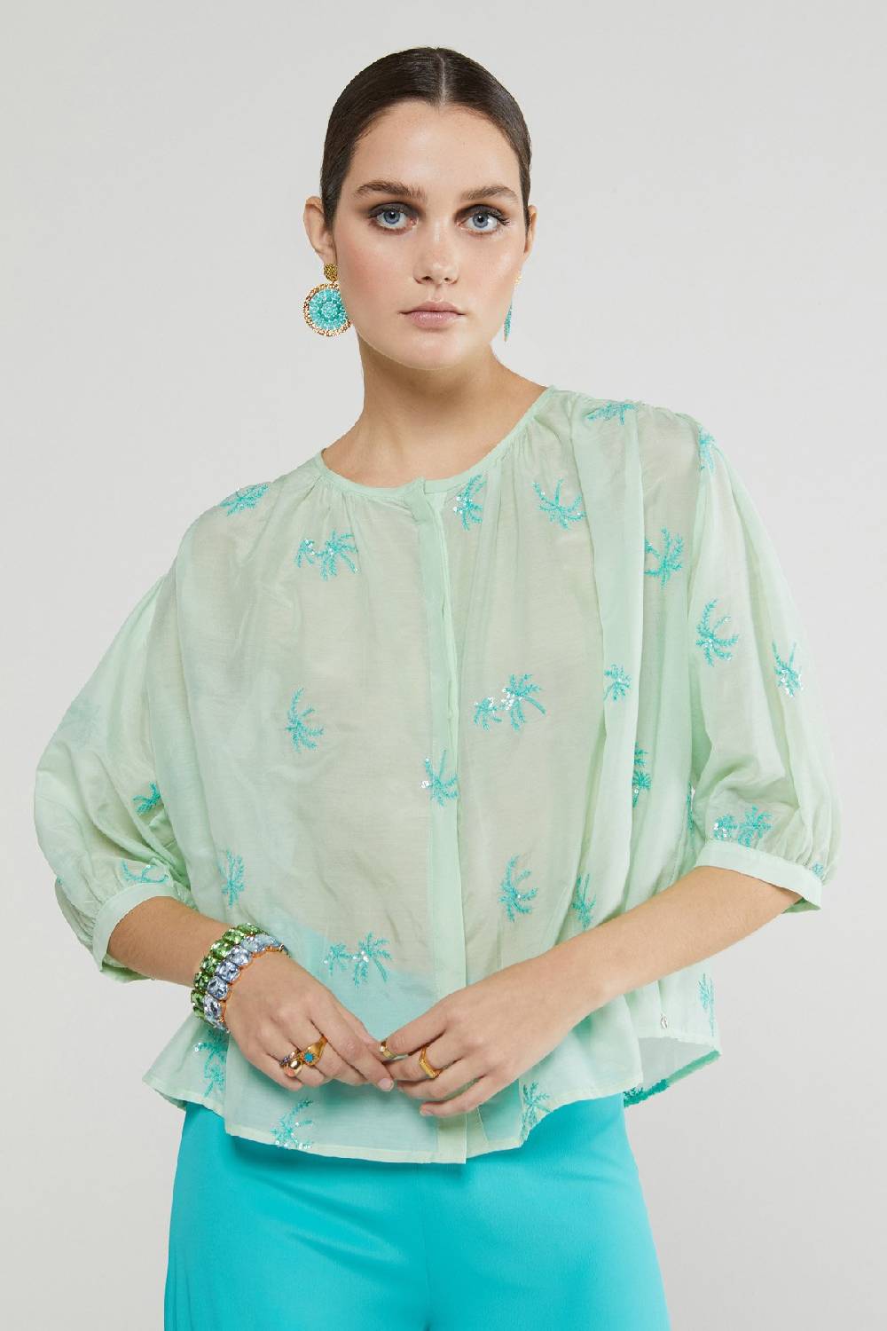 ottod'Ame Transparent shirt with embroideries Sconto