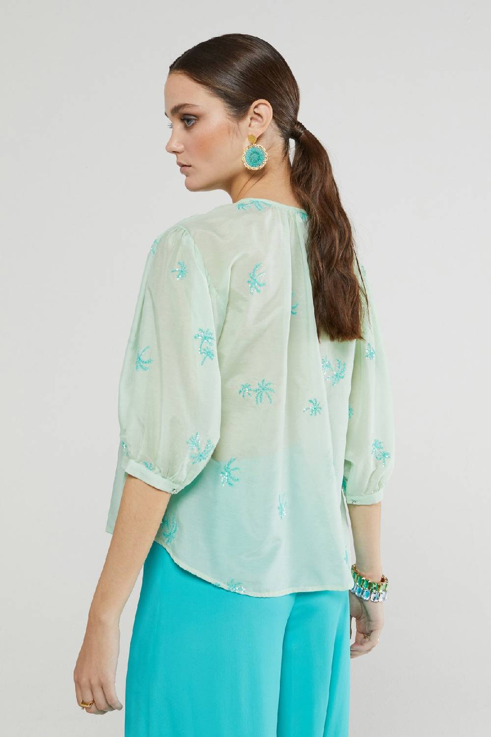 ottod'Ame Transparent shirt with embroideries Sconto