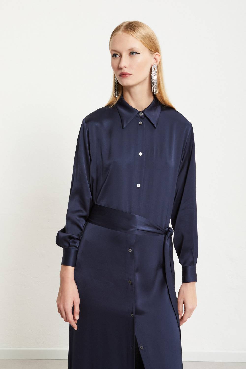 ottod'Ame Viscose long chemisier with sash Saldi Di Fabbrica