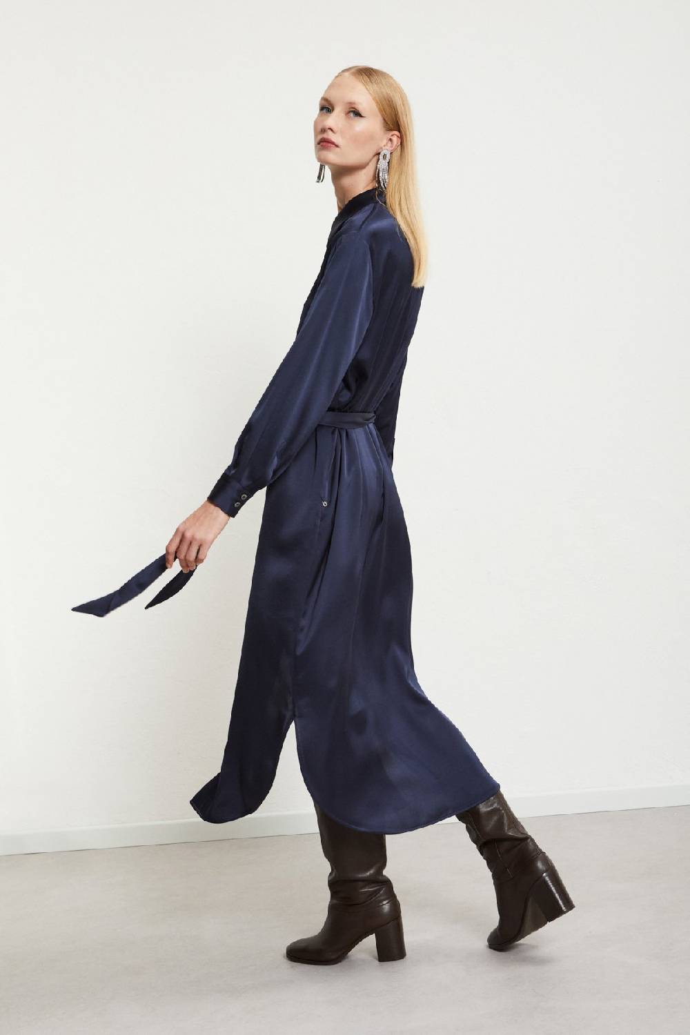 ottod'Ame Viscose long chemisier with sash Saldi Di Fabbrica