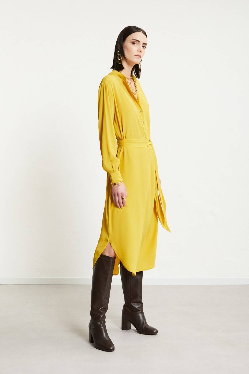 ottod'Ame Silk-blend midi dress with sash 2025